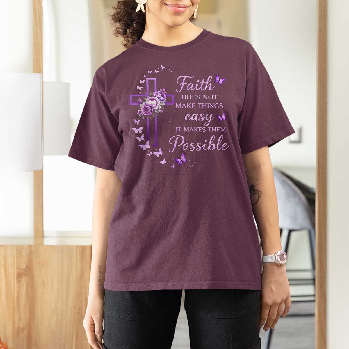 Christian Jesus T Shirt For Women Vintage Bible Verse Printed Faith Blessed Inspirational Girl