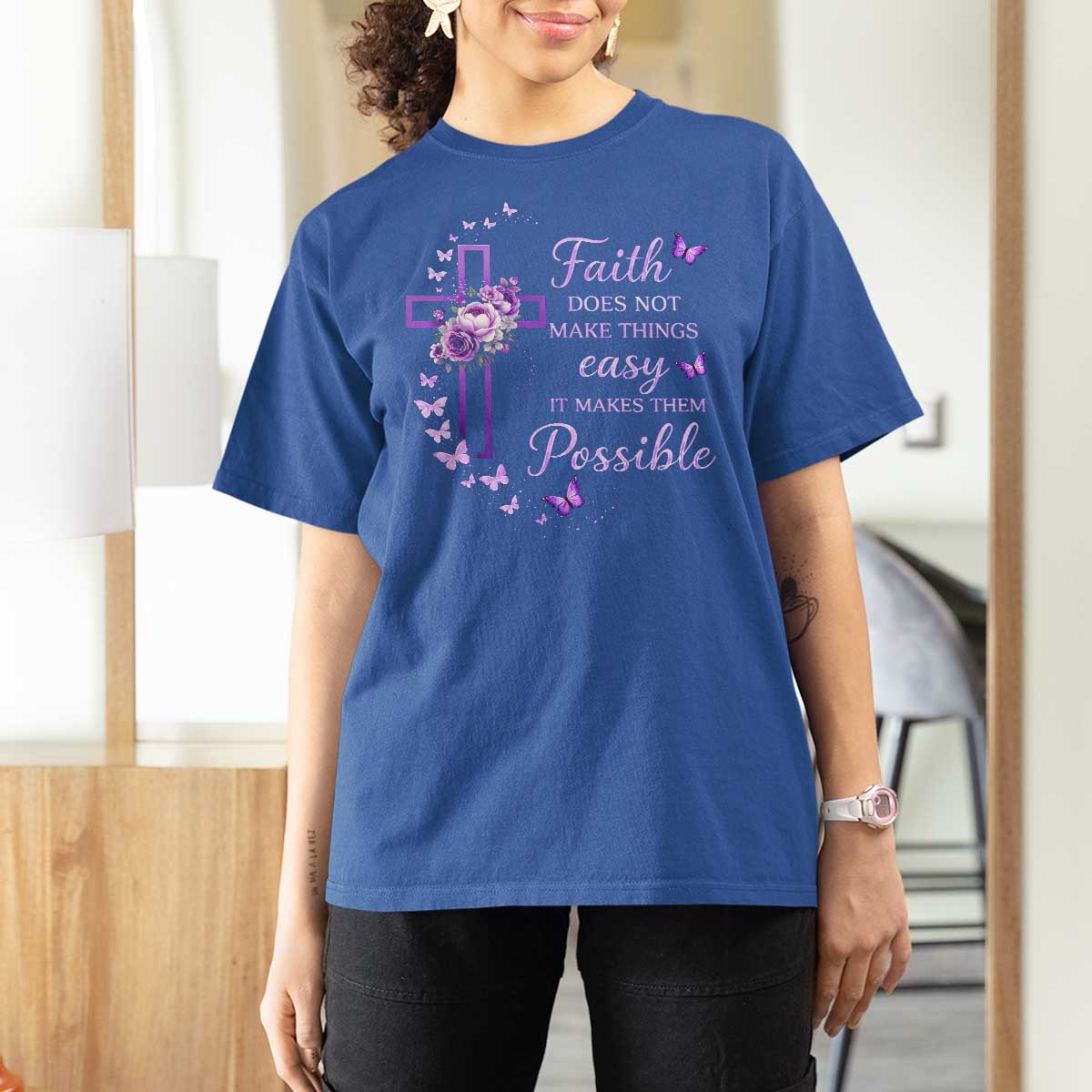 Christian Jesus T Shirt For Women Vintage Bible Verse Printed Faith Blessed Inspirational Girl