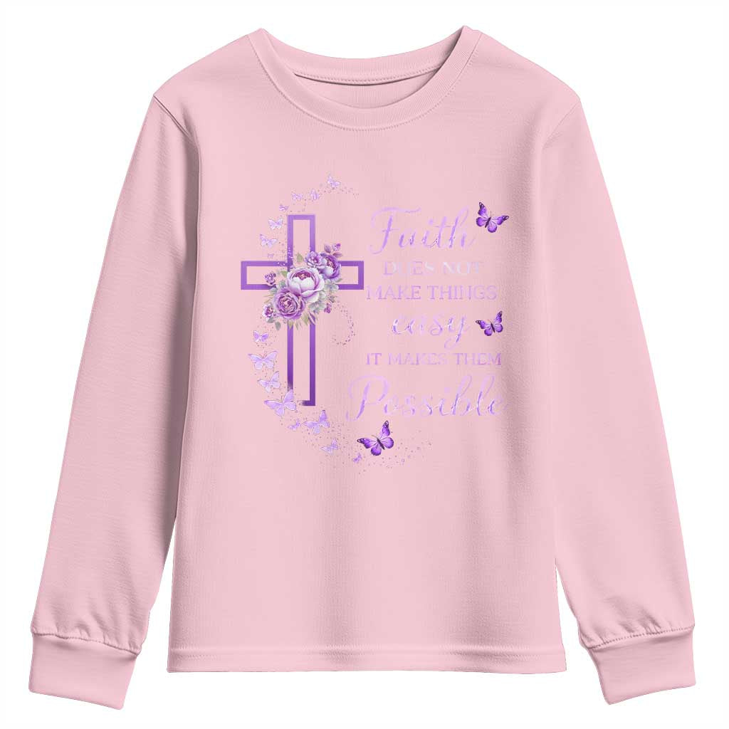 Christian Jesus Youth Sweatshirt Vintage Bible Verse Printed Faith Blessed Inspirational Girl