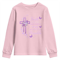 Christian Jesus Youth Sweatshirt Vintage Bible Verse Printed Faith Blessed Inspirational Girl