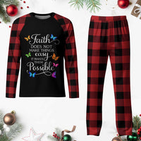 Christian Jesus Plaid Pajama Set Butterfly Art Bible Verse Printed Faith Blessed Inspirational Girl