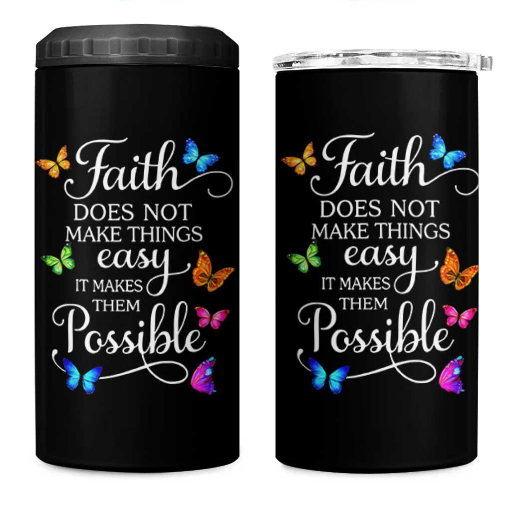 Christian Jesus 4 in 1 Can Cooler Tumbler Butterfly Art Bible Verse Printed Faith Blessed Inspirational Girl