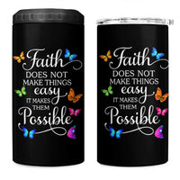 Christian Jesus 4 in 1 Can Cooler Tumbler Butterfly Art Bible Verse Printed Faith Blessed Inspirational Girl
