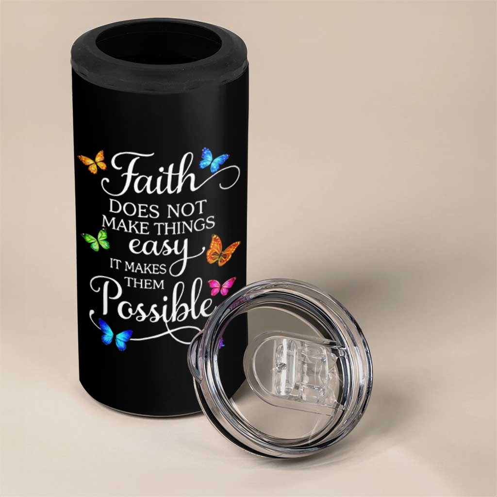 Christian Jesus 4 in 1 Can Cooler Tumbler Butterfly Art Bible Verse Printed Faith Blessed Inspirational Girl