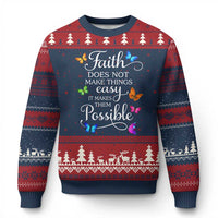 Christian Jesus Ugly Christmas Sweater Butterfly Art Bible Verse Printed Faith Blessed Inspirational Girl