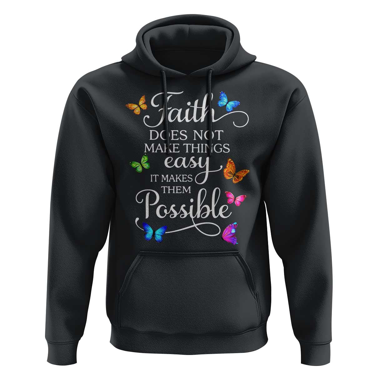 Christian Jesus Hoodie Butterfly Art Bible Verse Printed Faith Blessed Inspirational Girl