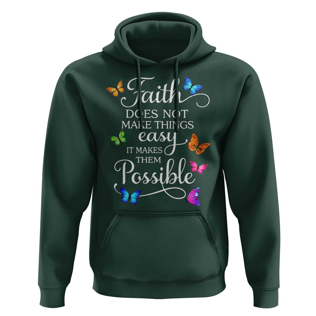 Christian Jesus Hoodie Butterfly Art Bible Verse Printed Faith Blessed Inspirational Girl
