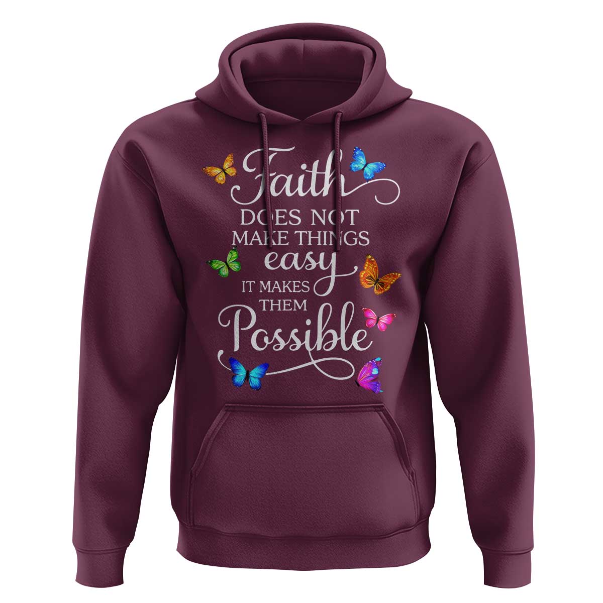 Christian Jesus Hoodie Butterfly Art Bible Verse Printed Faith Blessed Inspirational Girl
