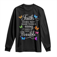 Christian Jesus Long Sleeve Shirt Butterfly Art Bible Verse Printed Faith Blessed Inspirational Girl