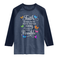 Christian Jesus Raglan Shirt Butterfly Art Bible Verse Printed Faith Blessed Inspirational Girl