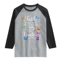 Christian Jesus Raglan Shirt Butterfly Art Bible Verse Printed Faith Blessed Inspirational Girl