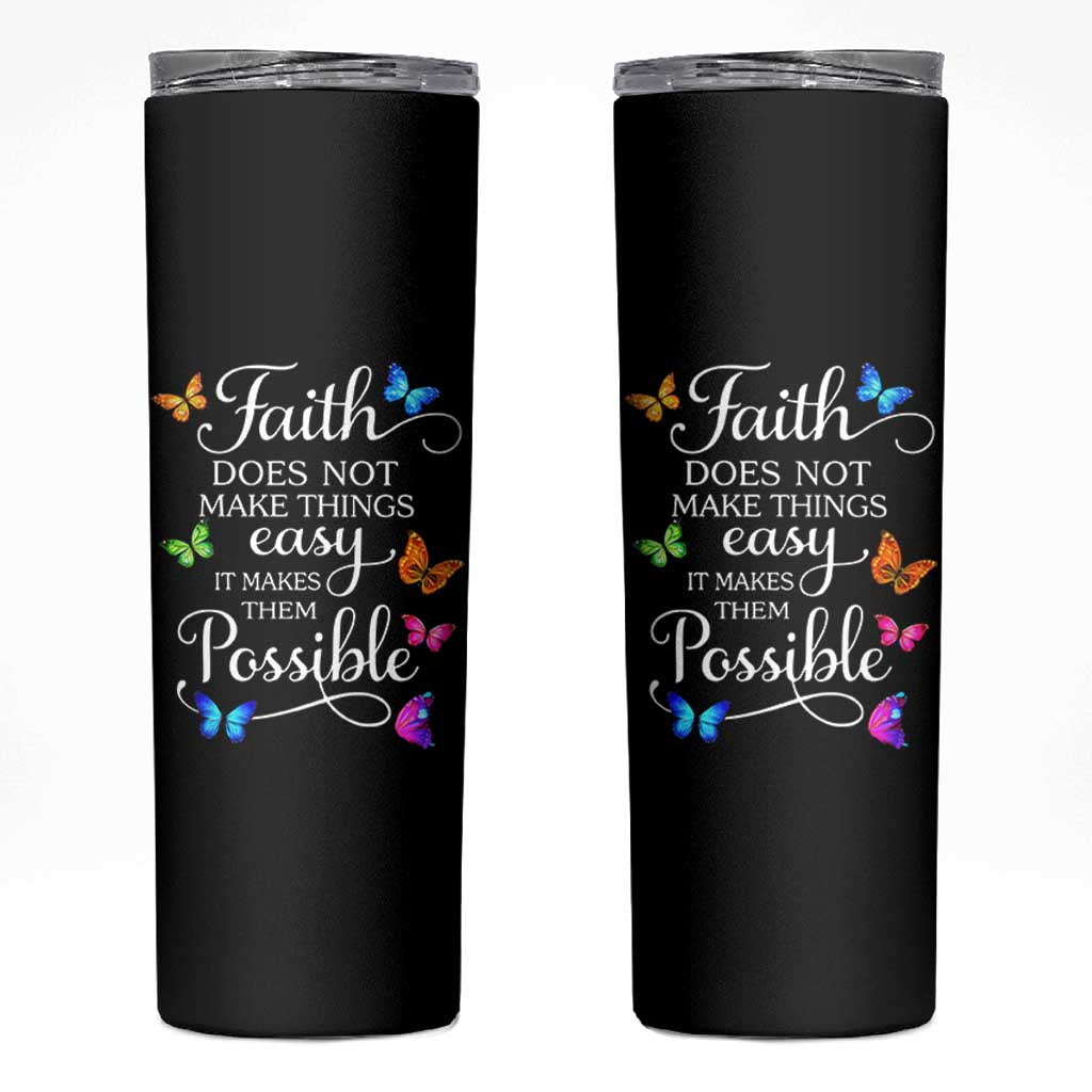 Christian Jesus Skinny Tumbler Butterfly Art Bible Verse Printed Faith Blessed Inspirational Girl