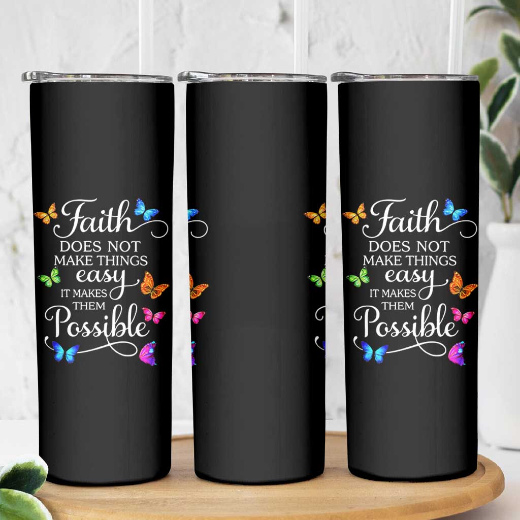 Christian Jesus Skinny Tumbler Butterfly Art Bible Verse Printed Faith Blessed Inspirational Girl