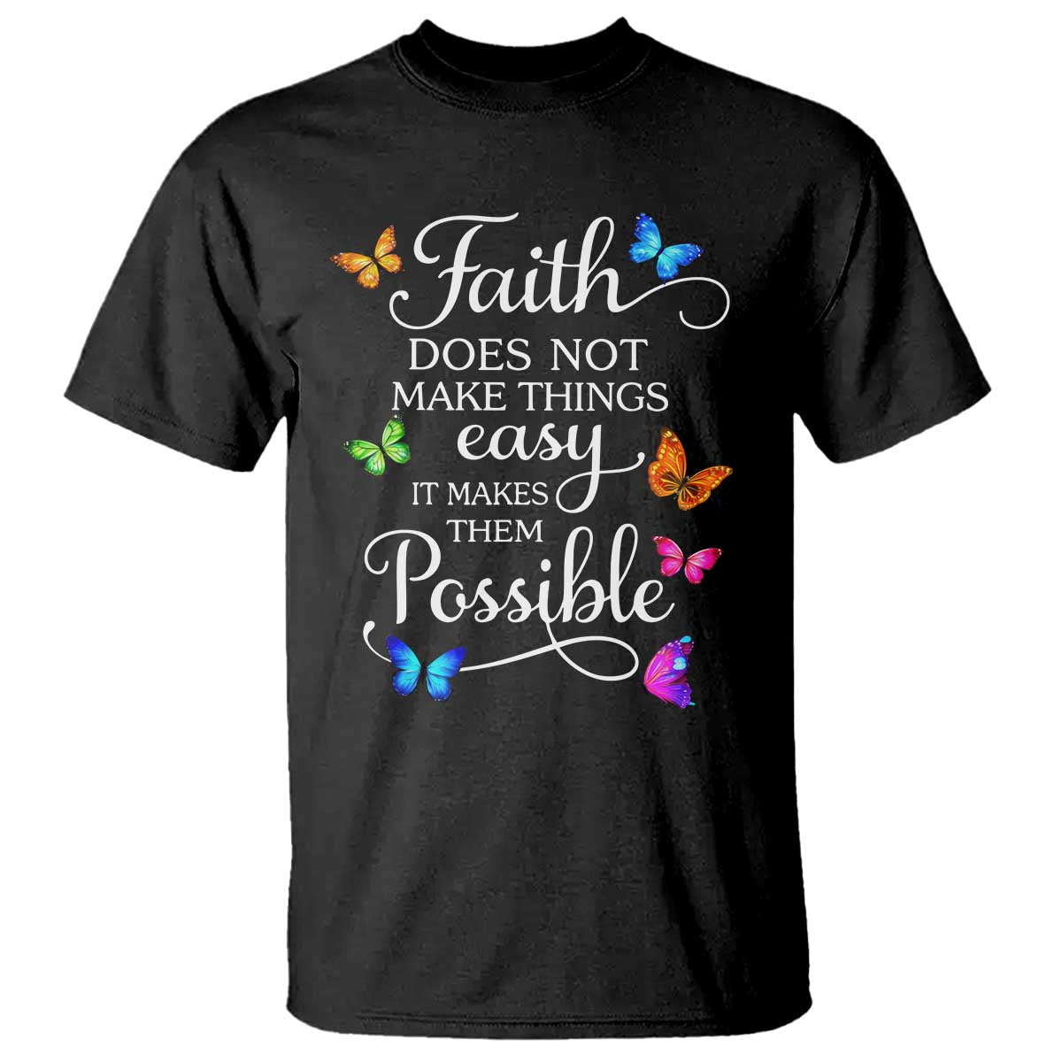 Christian Jesus T Shirt Butterfly Art Bible Verse Printed Faith Blessed Inspirational Girl