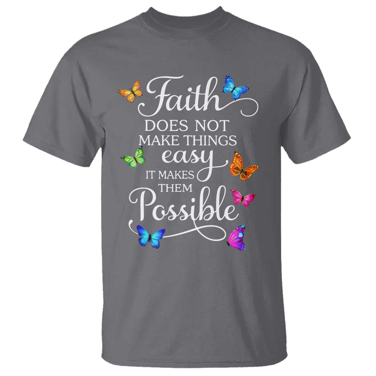 Christian Jesus T Shirt Butterfly Art Bible Verse Printed Faith Blessed Inspirational Girl