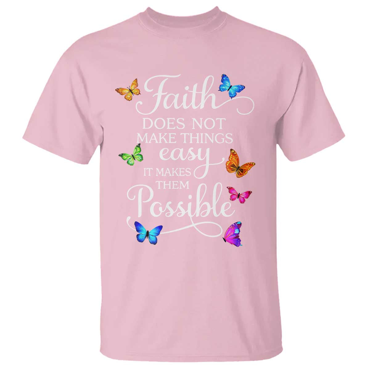 Christian Jesus T Shirt Butterfly Art Bible Verse Printed Faith Blessed Inspirational Girl