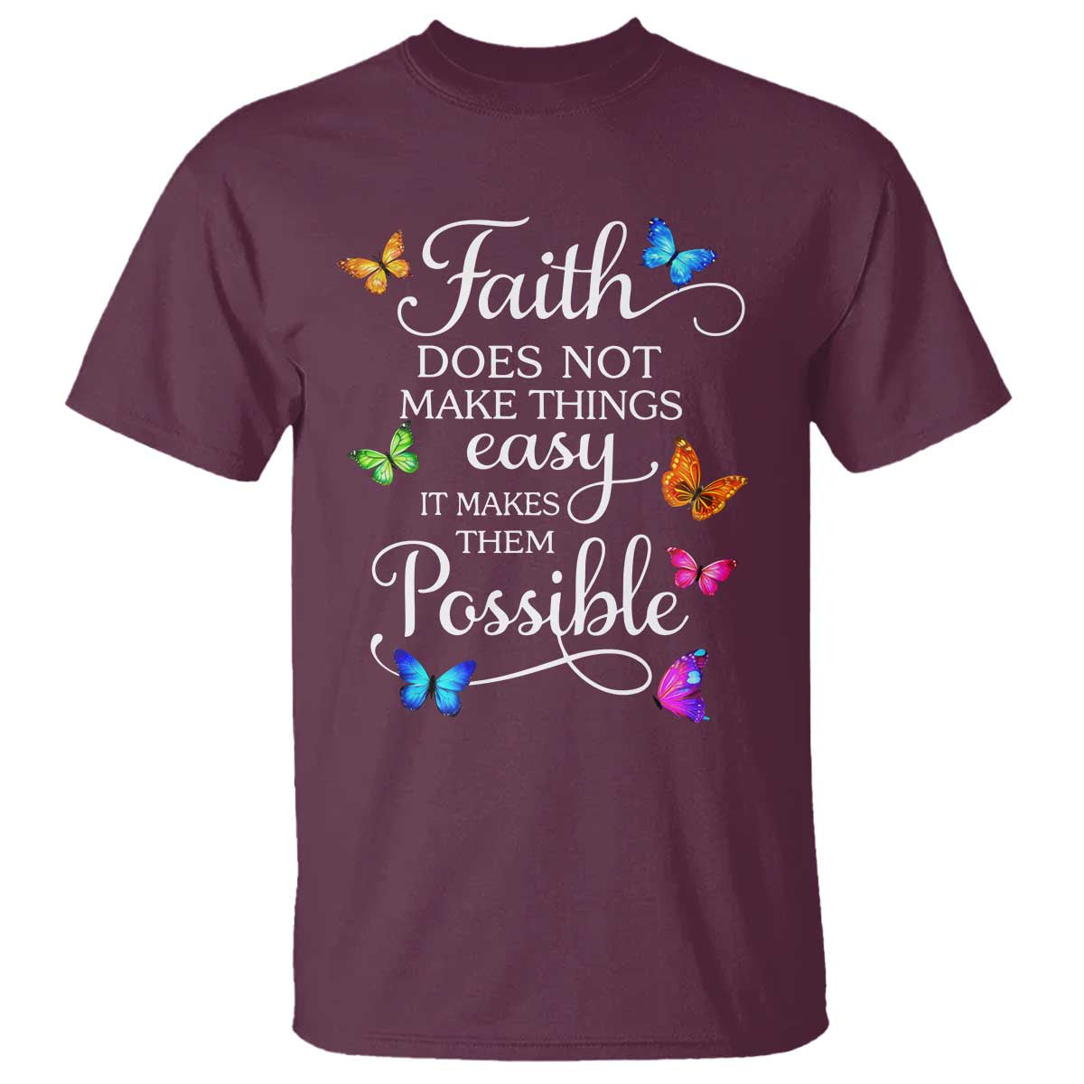 Christian Jesus T Shirt Butterfly Art Bible Verse Printed Faith Blessed Inspirational Girl