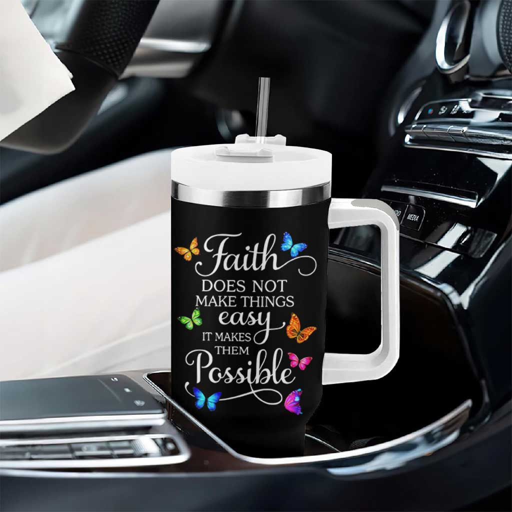 Christian Jesus Tumbler With Handle Butterfly Art Bible Verse Printed Faith Blessed Inspirational Girl
