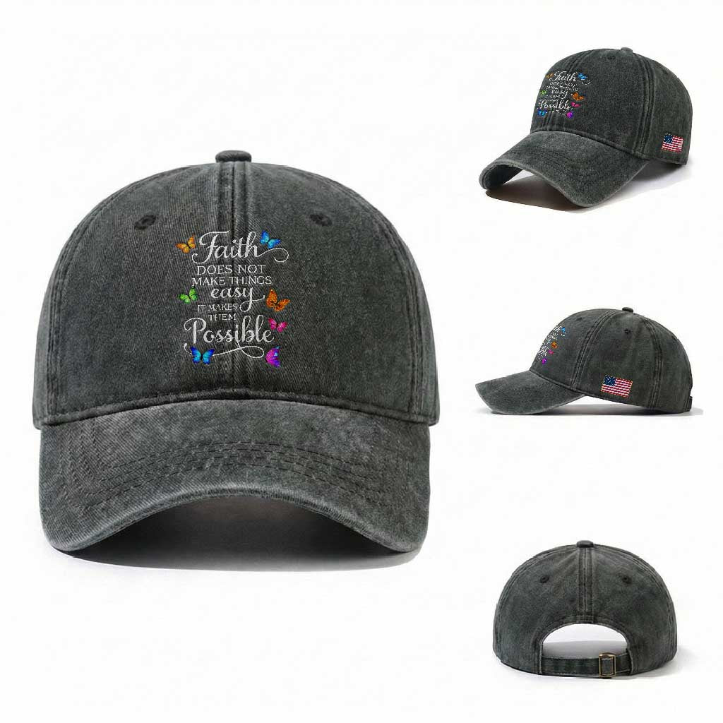 Christian Jesus Washed Cotton Baseball Cap Butterfly Art Bible Verse Printed Faith Blessed Inspirational Girl