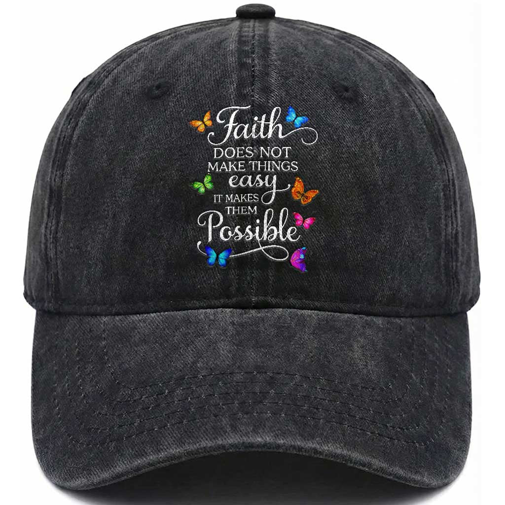 Christian Jesus Washed Cotton Baseball Cap Butterfly Art Bible Verse Printed Faith Blessed Inspirational Girl