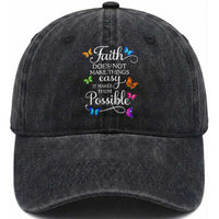 Christian Jesus Washed Cotton Baseball Cap Butterfly Art Bible Verse Printed Faith Blessed Inspirational Girl