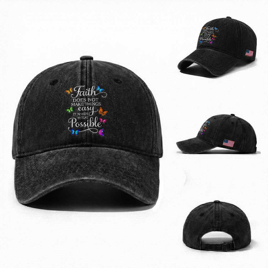 Christian Jesus Washed Cotton Baseball Cap Butterfly Art Bible Verse Printed Faith Blessed Inspirational Girl