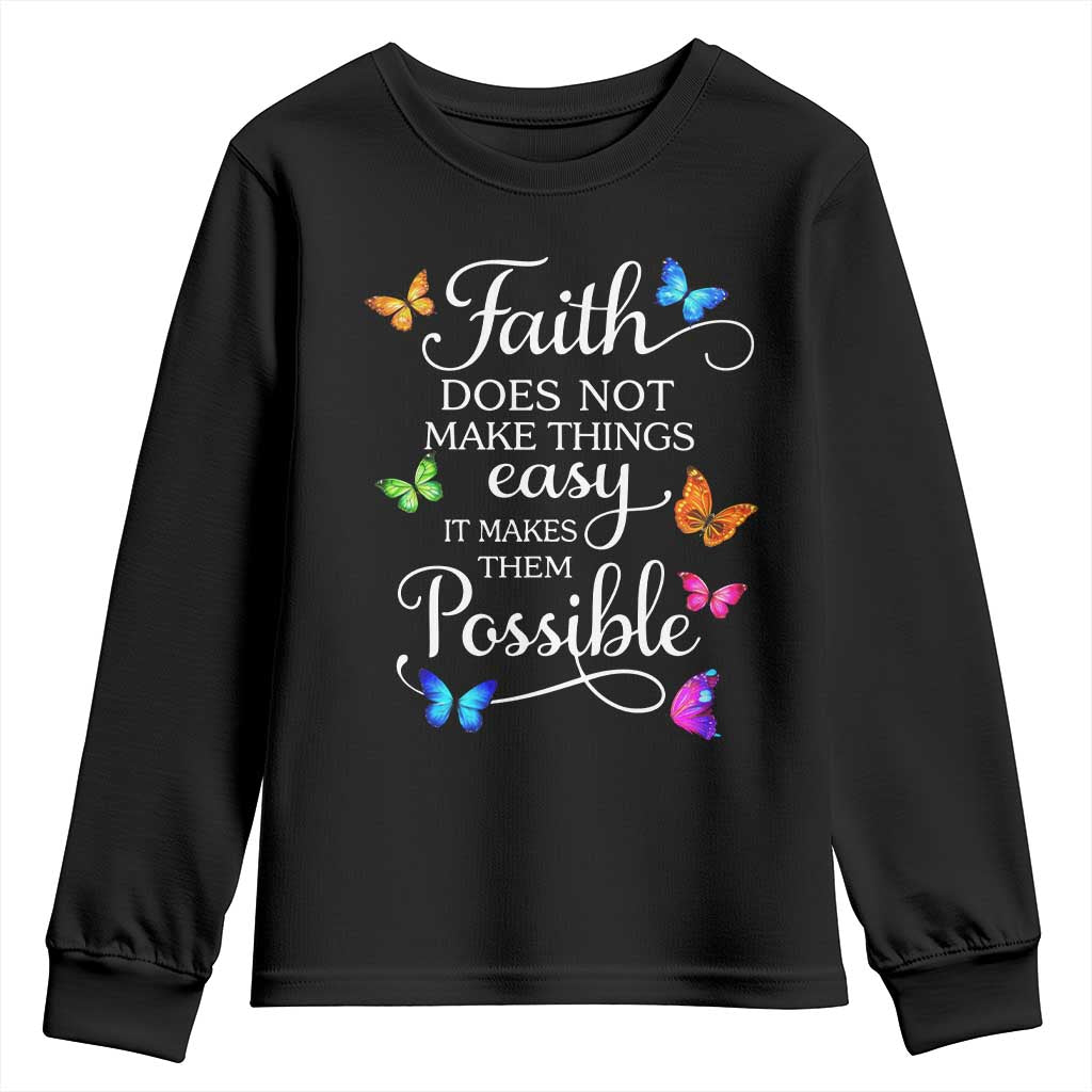 Christian Jesus Youth Sweatshirt Butterfly Art Bible Verse Printed Faith Blessed Inspirational Girl