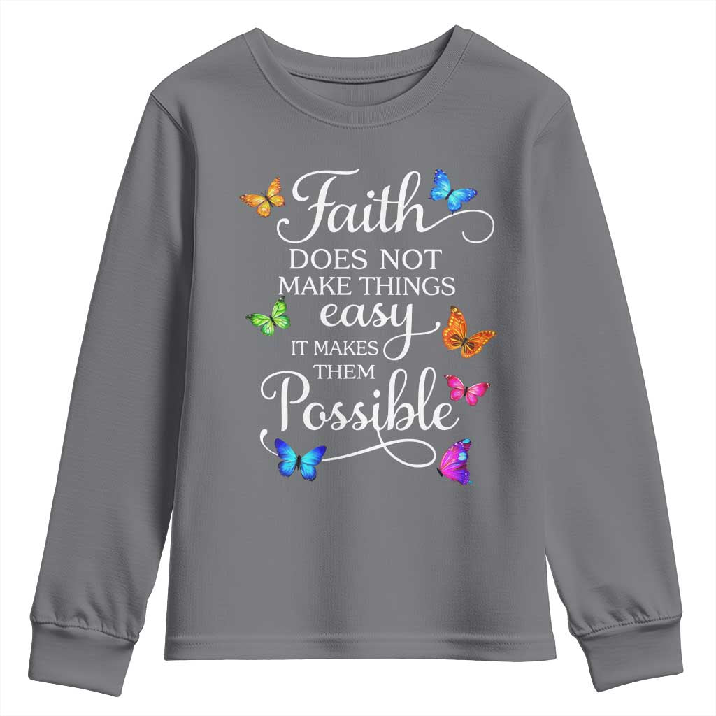 Christian Jesus Youth Sweatshirt Butterfly Art Bible Verse Printed Faith Blessed Inspirational Girl