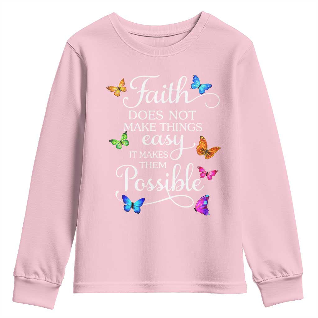 Christian Jesus Youth Sweatshirt Butterfly Art Bible Verse Printed Faith Blessed Inspirational Girl