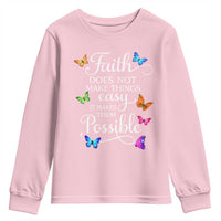Christian Jesus Youth Sweatshirt Butterfly Art Bible Verse Printed Faith Blessed Inspirational Girl