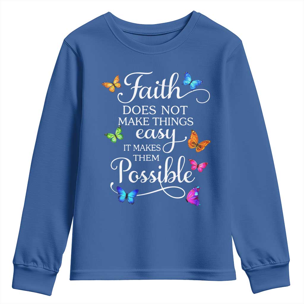 Christian Jesus Youth Sweatshirt Butterfly Art Bible Verse Printed Faith Blessed Inspirational Girl