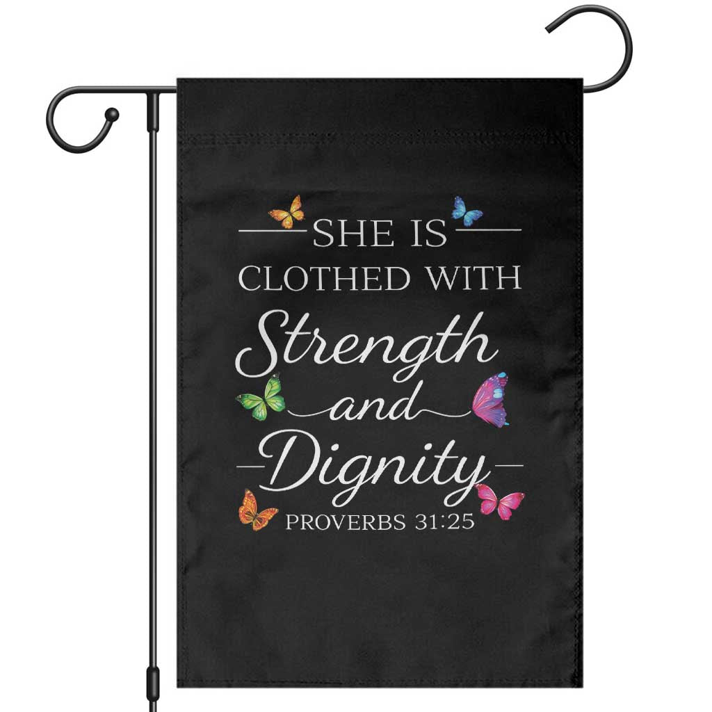 Christian Jesus Garden Flag Strength Dignity Encouraging Bible Verse Proverb Butterfly Art
