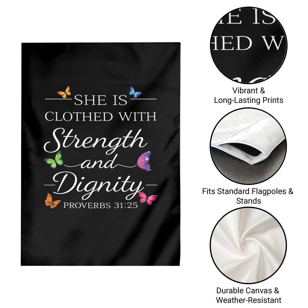 Christian Jesus Garden Flag Strength Dignity Encouraging Bible Verse Proverb Butterfly Art
