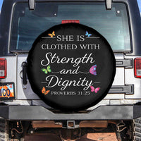 Christian Jesus Spare Tire Cover Strength Dignity Encouraging Bible Verse Proverb Butterfly Art