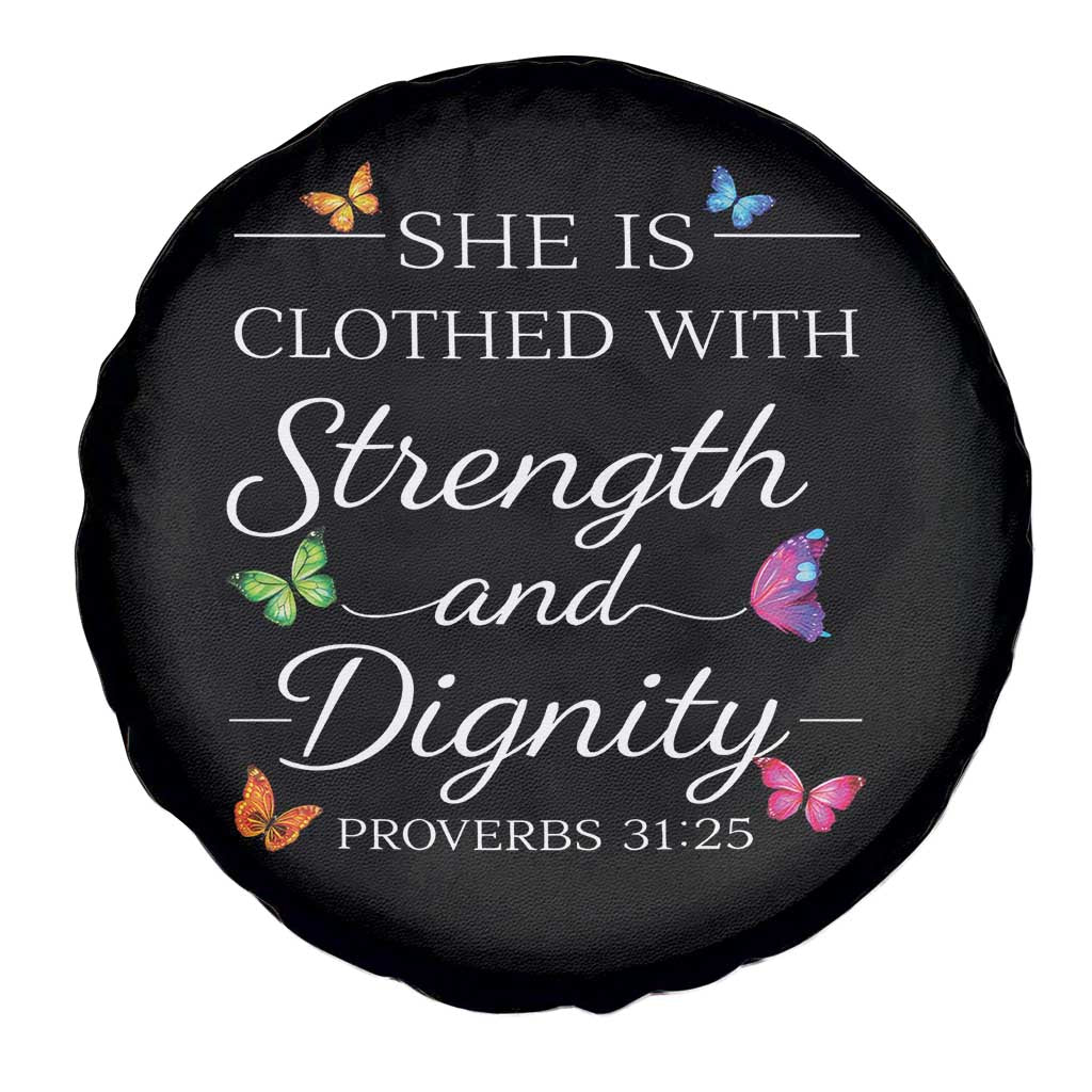 Christian Jesus Spare Tire Cover Strength Dignity Encouraging Bible Verse Proverb Butterfly Art