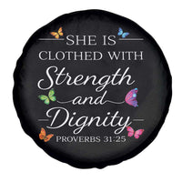 Christian Jesus Spare Tire Cover Strength Dignity Encouraging Bible Verse Proverb Butterfly Art