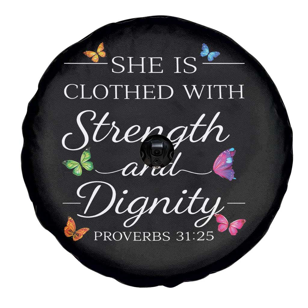 Christian Jesus Spare Tire Cover Strength Dignity Encouraging Bible Verse Proverb Butterfly Art