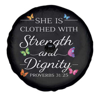 Christian Jesus Spare Tire Cover Strength Dignity Encouraging Bible Verse Proverb Butterfly Art