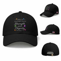 Christian Jesus Baseball Cap Strength Dignity Encouraging Bible Verse Proverb Butterfly Art