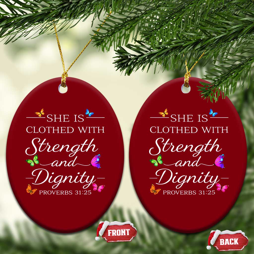 Christian Jesus Ceramic Ornament Strength Dignity Encouraging Bible Verse Proverb Butterfly Art