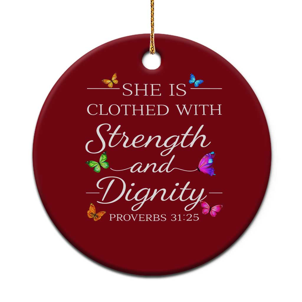 Christian Jesus Ceramic Ornament Strength Dignity Encouraging Bible Verse Proverb Butterfly Art