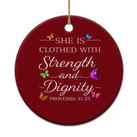 Christian Jesus Ceramic Ornament Strength Dignity Encouraging Bible Verse Proverb Butterfly Art