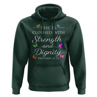 Christian Jesus Hoodie Strength Dignity Encouraging Bible Verse Proverb Butterfly Art