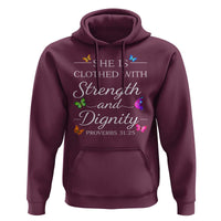 Christian Jesus Hoodie Strength Dignity Encouraging Bible Verse Proverb Butterfly Art