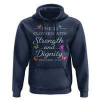 Christian Jesus Hoodie Strength Dignity Encouraging Bible Verse Proverb Butterfly Art