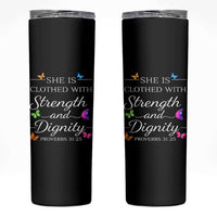 Christian Jesus Skinny Tumbler Strength Dignity Encouraging Bible Verse Proverb Butterfly Art