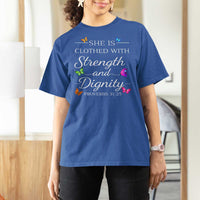 Christian Jesus T Shirt For Women Strength Dignity Encouraging Bible Verse Proverb Butterfly Art