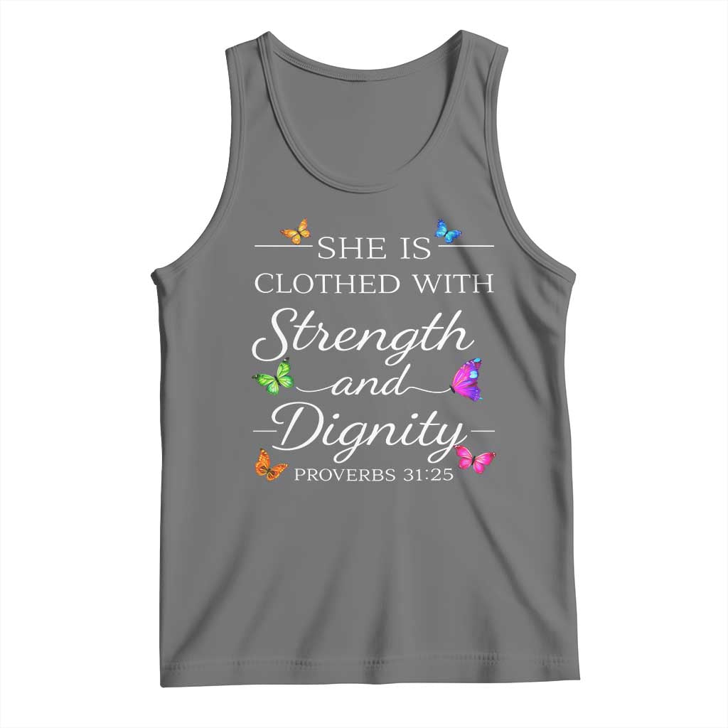Christian Jesus Tank Top Strength Dignity Encouraging Bible Verse Proverb Butterfly Art
