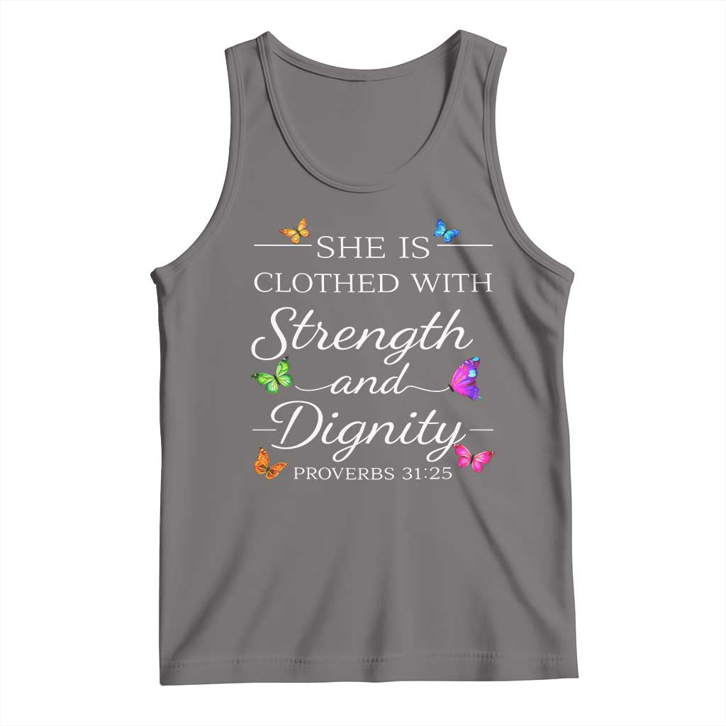 Christian Jesus Tank Top Strength Dignity Encouraging Bible Verse Proverb Butterfly Art