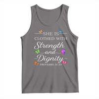 Christian Jesus Tank Top Strength Dignity Encouraging Bible Verse Proverb Butterfly Art
